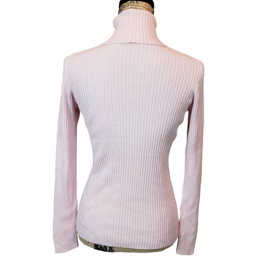 NY&Co Light Pink Ribbed Knit Turtleneck Sweater - Picture 4 of 5